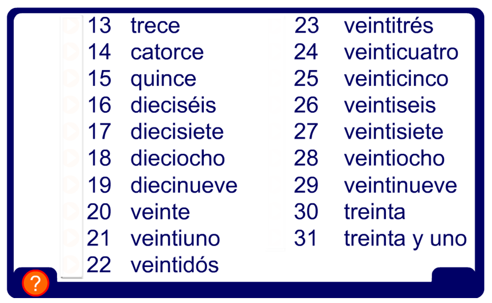 Numbers To 31 In Spanish